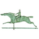 RARE FORM HORSE & JOCKEY WEATHERVANE, “HINDOO”,