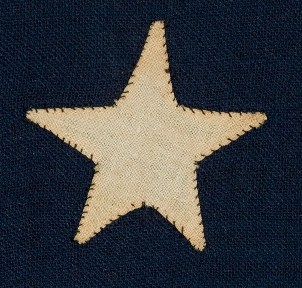 38 STAR AMERICAN FLAG, HAND-SEWN STARS, COLORADO STATEHOOD 1
