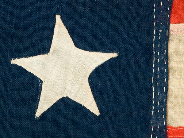 13 Hand-Sewn Stars in 3-2-3-2-3 Configuration, circa 1864-1876 1