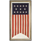 13 STAR, SWALLOWTAILED, AMERICAN FLAG BANNER, RARE 5-3-5 PATTERN