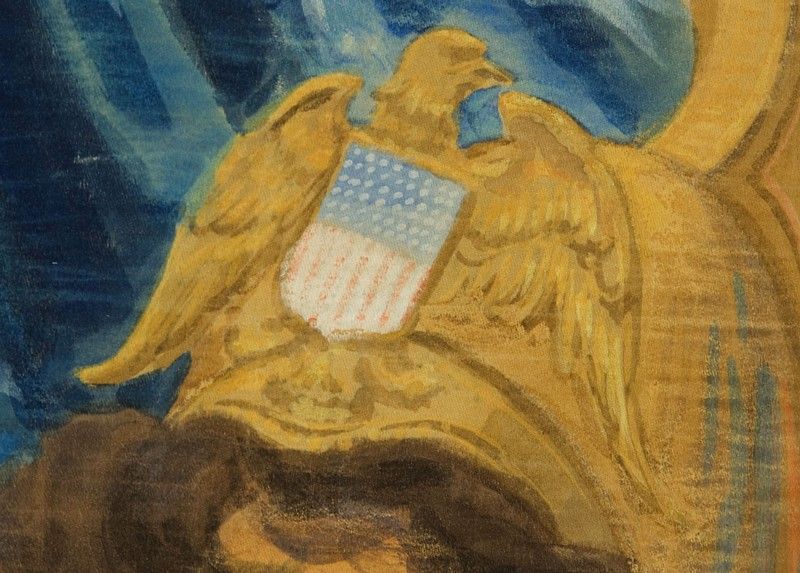 American LADY LIBERTY BANNER, HAND-PAINTED, 1917