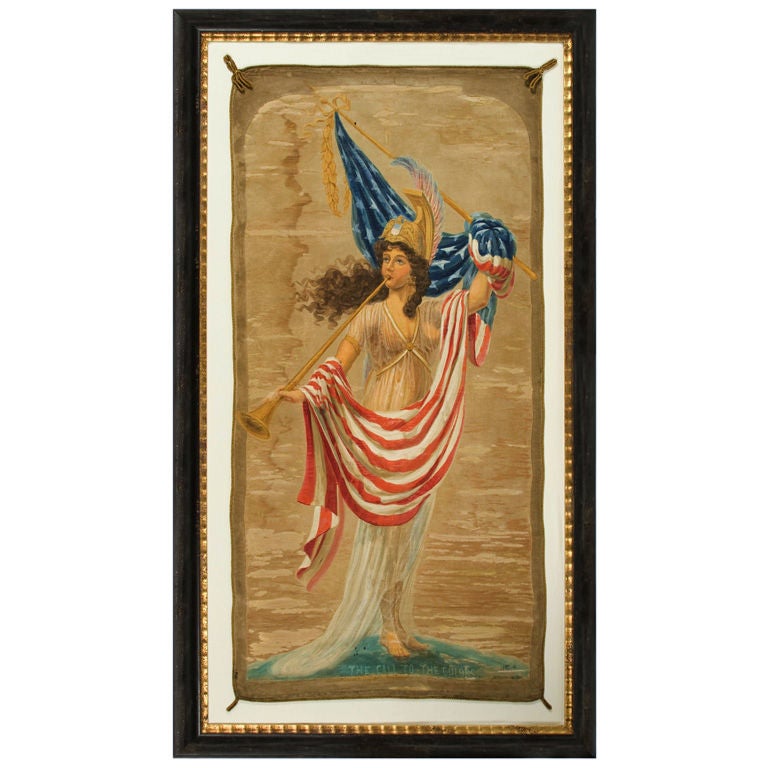 LADY LIBERTY BANNER, HAND-PAINTED, 1917