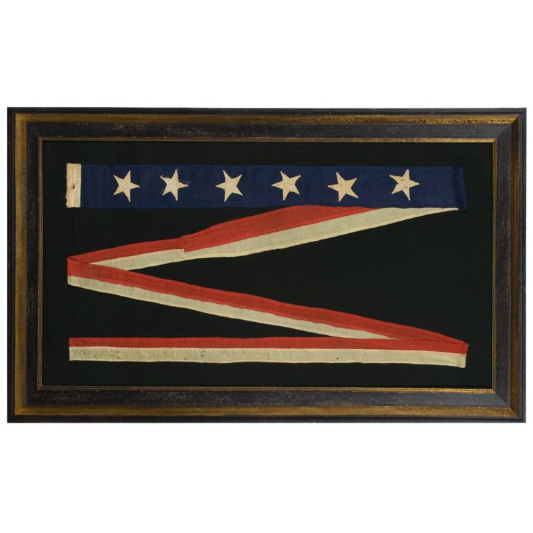 RARE, 6-STAR, U.S. NAVY COMMISSIONING PENNANT, ONE OF TWO KNOWN