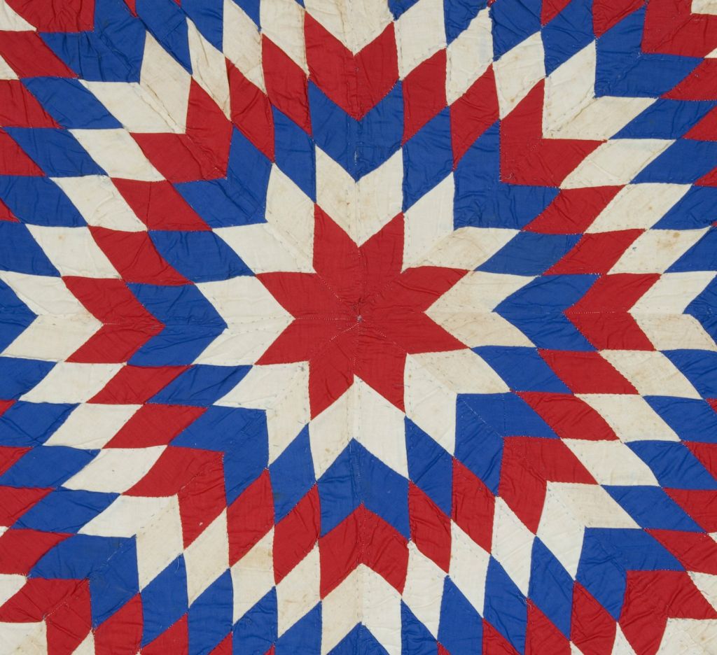 PATRIOTIC QUILT WITH FOUR 15 STAR FLAGS