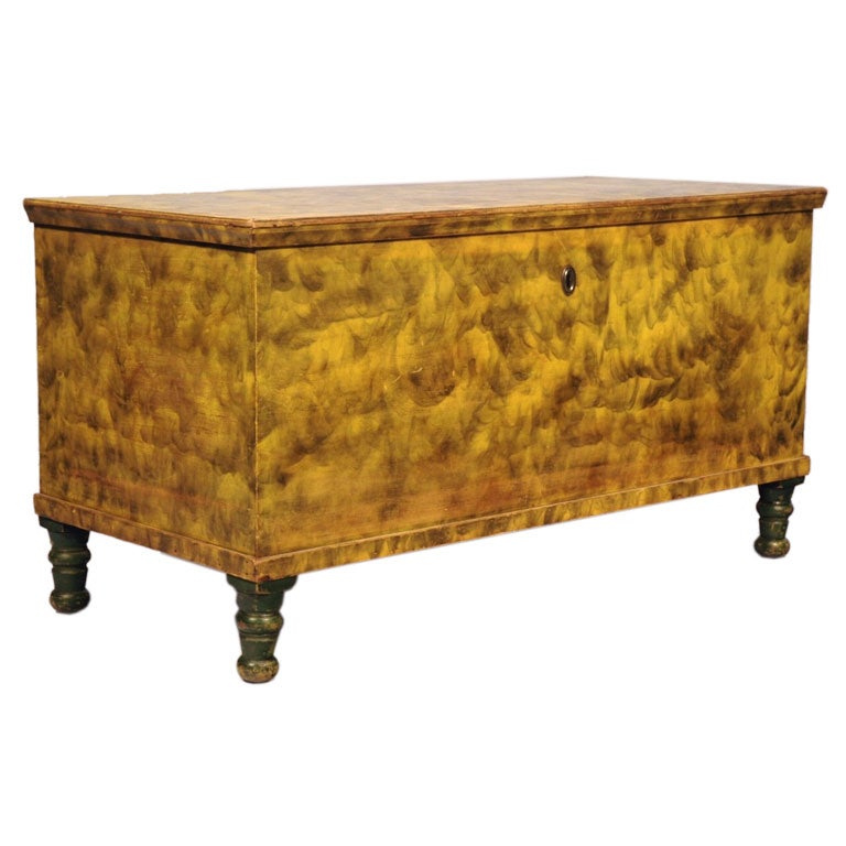 Smoke-Decorated Pennsylvania Blanket Chest, Chrome Yellow For Sale