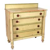 Antique MAINE BLANKET CHEST, AN UNUSUAL FORM, PAINT-DECORATED