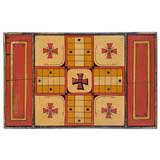Antique Quebec Parcheesi Board With Extraordinary Graphics & Colors