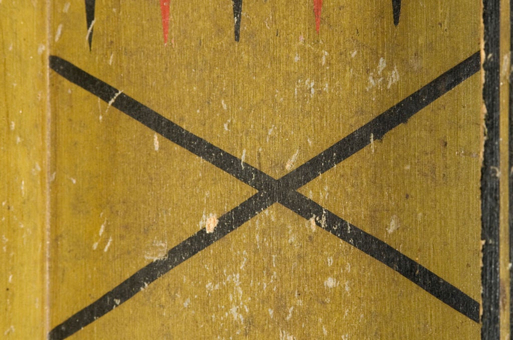 FOLDING BACKGAMMON BOARD, RED & GREEN PAINT, 1870-1890