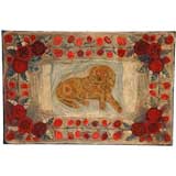 NEW ENGLAND HOOKED RUG WITH RECLINING DOG