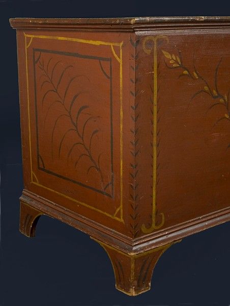 19th Century WESTERN PENNSYLVANIA BLANKET CHEST w/ HIGHLY UNUSUAL DECORATION