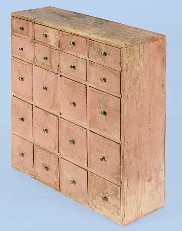 American NEW HAMPSHIRE CARRIAGE-MAKER'S APOTHECARY CHEST, SALMON PAINT
