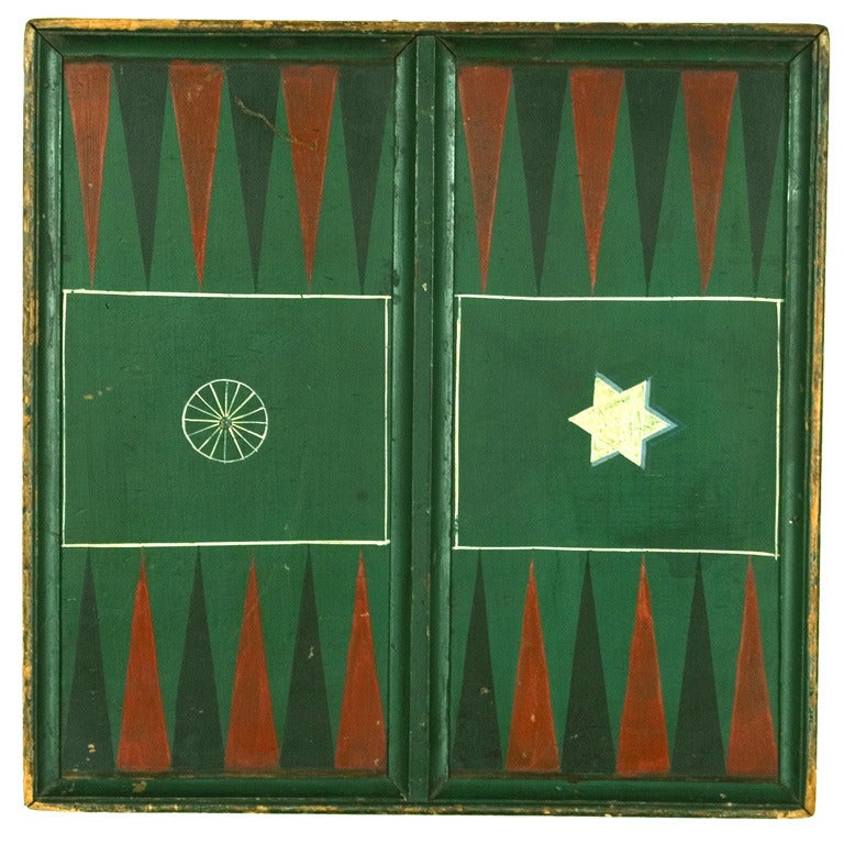 Tablero de backgammon de Pensilvania, firmado "Wise"