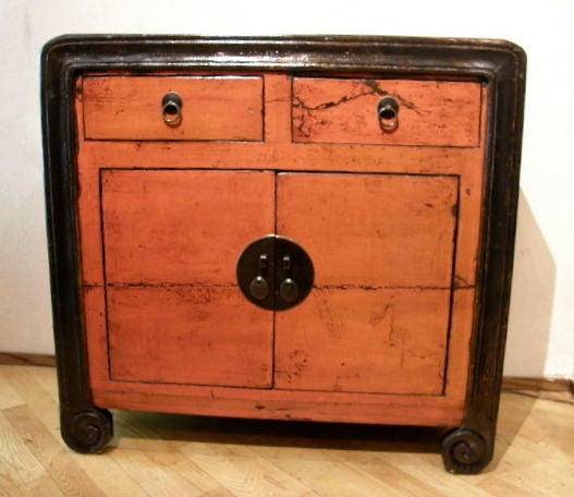 Pair Chinese 19th Cent. Shanxi lacquer Bed Side or Sofa Cabinets