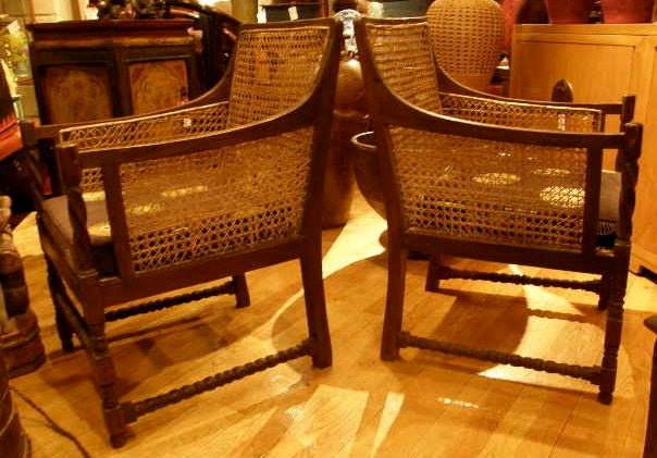 Pair of 19th Century Thai French Colonial Arm Chairs ca 1880 For Sale 1