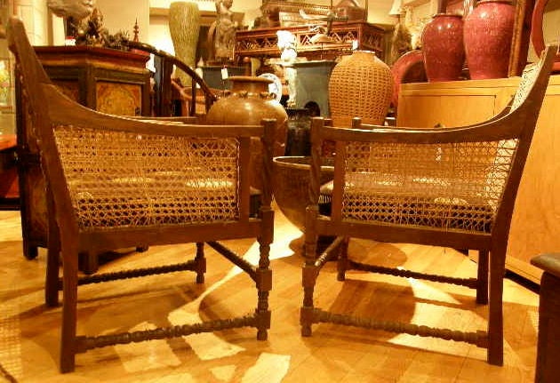 Pair of 19th Century Thai French Colonial Arm Chairs ca 1880 For Sale 3