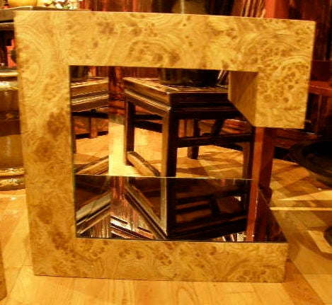 Pair of Mid Century Modern Mirrored Water Fall Shape Side Tables