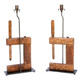Pair of Wood Book Press Lamps