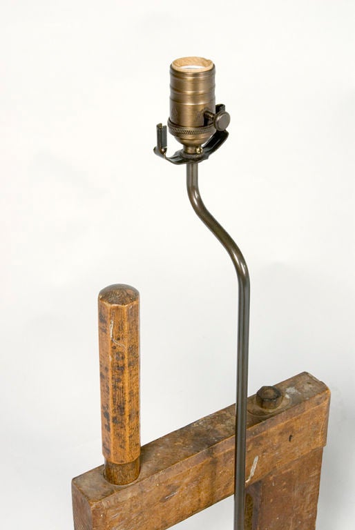 Pair of Wood Book Press Lamps