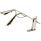 Brushed Nickel  Desk Lamp attributed to J.F. Chen