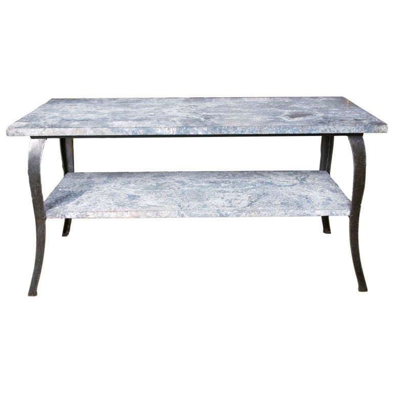 Two Tier Zinc Industrial Table For Sale