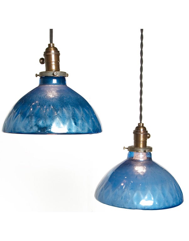 1930's Blue Mercury Pendant Lights
