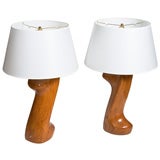 Pair of American Chestnut Z Form Lamps