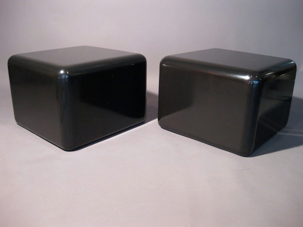 Pair Milo Baughman Lacquered Cube Low Side Tables c.1970's