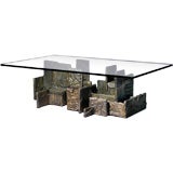 Paul Evans Bronze Resin Architectural Coffee Table 1972 Signed