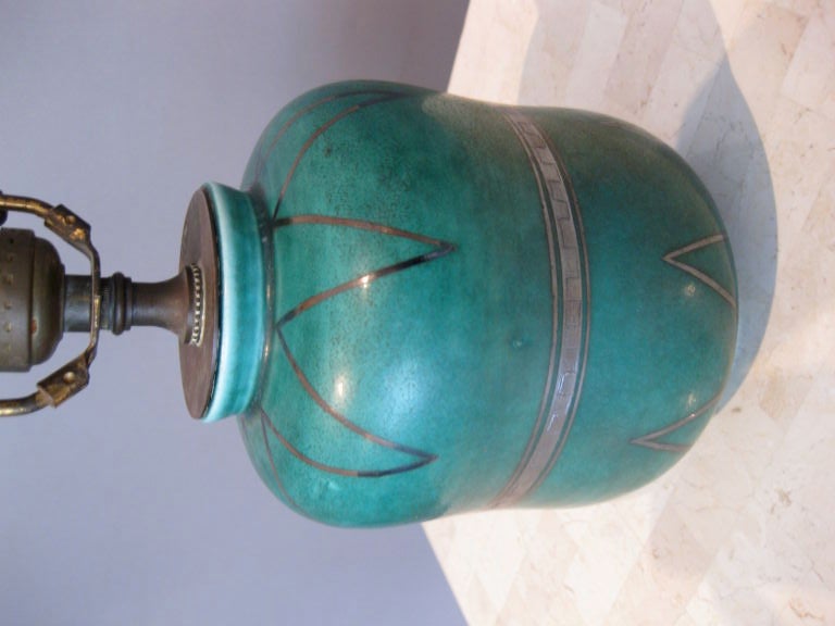 Wilhelm Kage Ceramic Argenta Lamp for Gustavsberg c.1930's