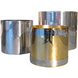 Group of Three 1970's Aluminum and Brass Floor Planters