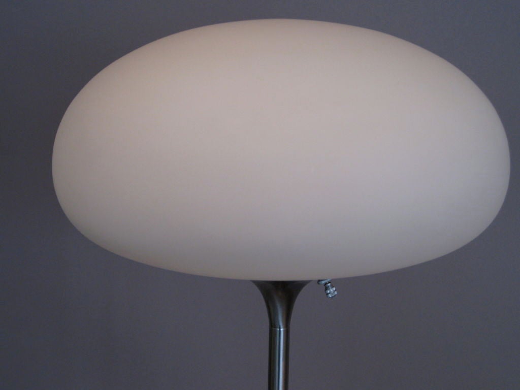 Floor lamp with glass shade hand blown in Sweden and brushed chrome base mfg. by Laurel Co. c.1960's.