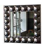 Vintage 1960's Bubble Mirror with Aluminum Frame