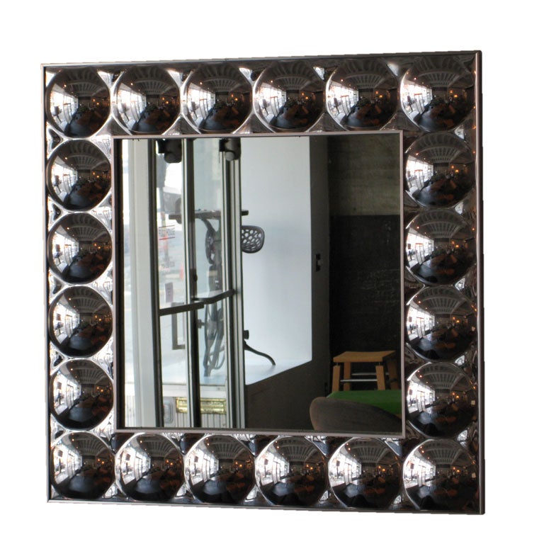 1960
s Bubble Mirror with Aluminum Frame