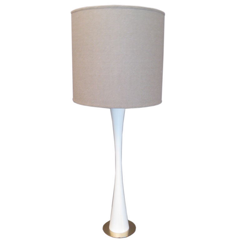 Exceptional  White Lacquer and Brass table lamp by Hansen NYC