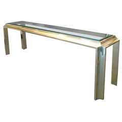 1970's Console of Gold Washed Aluminum w/ Inset Glass Top