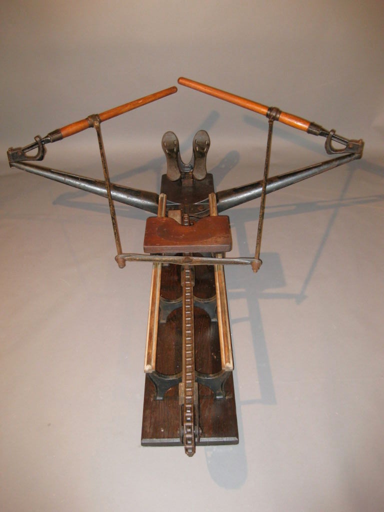 Athletic rowing machine manufactured in the 1890's by Spalding.  The highest quality of this type of machine produced at the time.  A beautiful graphic design.