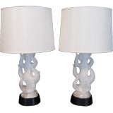 Pair Maurizio Tempestini Italian Carved Alabaster Lamps