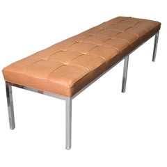 Aluminum and Leather Bench by J&G Furniture c.1960's