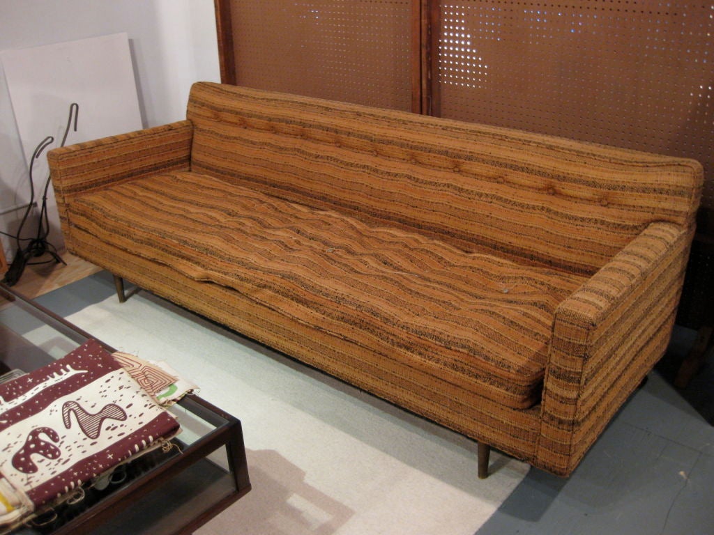 American Edward Wormley Sofa with Brass Legs for Dunbar c.1950's