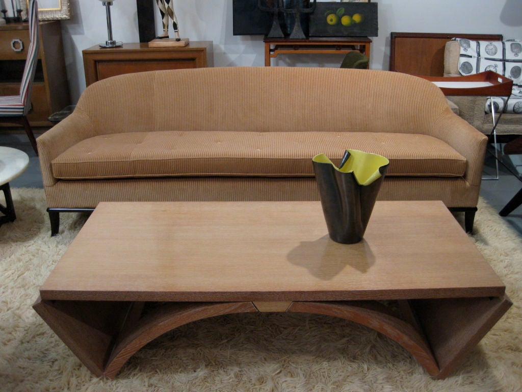 Cerused Oak Coffee Table/Console by Karpen of California c.1949