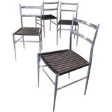 Set of Four Gio Ponti Style Chrome "Superleggera" Chairs