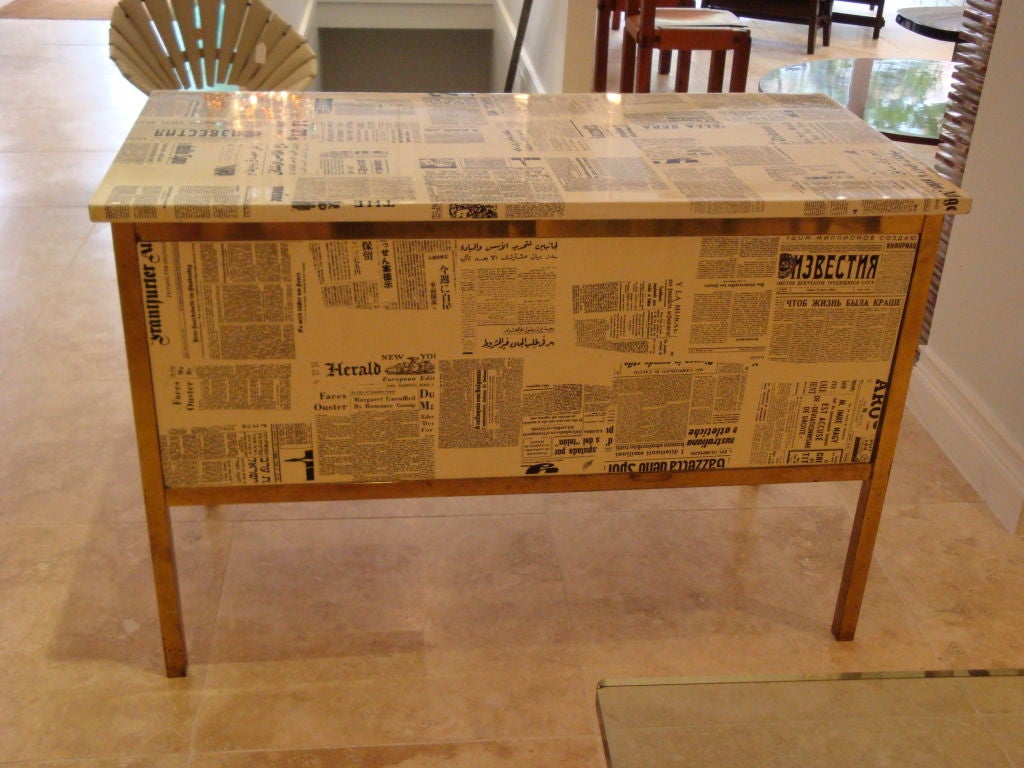 A Rare One of a Kind Brass Framed Desk by Piero Fornasetti In Excellent Condition In New York, NY