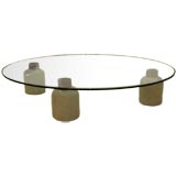 A Large Round Glass and Marble Cocktail Table by Skipper-Padova A Large Round Glass and Marble Cocktail Table by Skipper-Padova