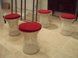 A Set of Four Stools in White by Warren Platner
