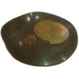 A Large Cocktail Table in Black Lacquer and Bronze by Van Hevel