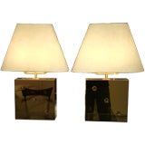 A Pair of Gold Mirrored Table Lamps by Roberto Rida