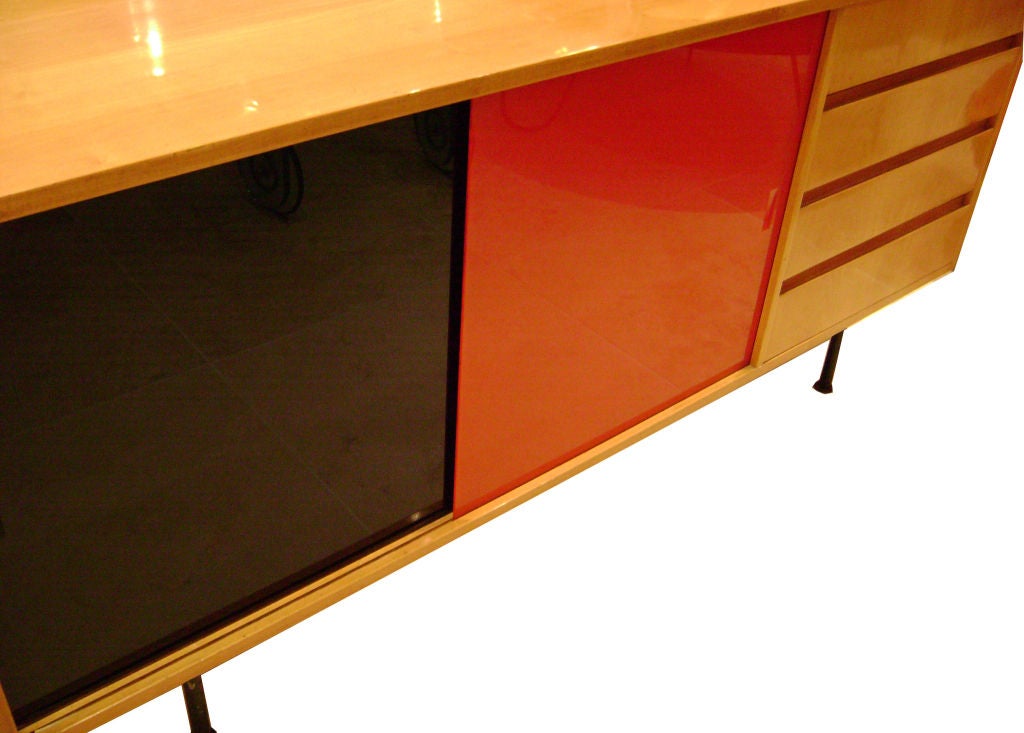 A Modernist Sideboard in Birch with Glass Doors by Kurt Thut