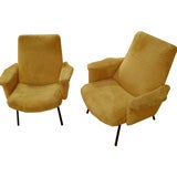 A Pair of  Chairs in Faux Fur by Pierre Guariche model SK660