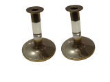 Vintage A Pair of Lucite and Silver Plate Mid-Century Candle Sticks