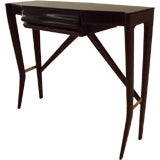 A Italian Console Table in Black Lacquer and Black Glass